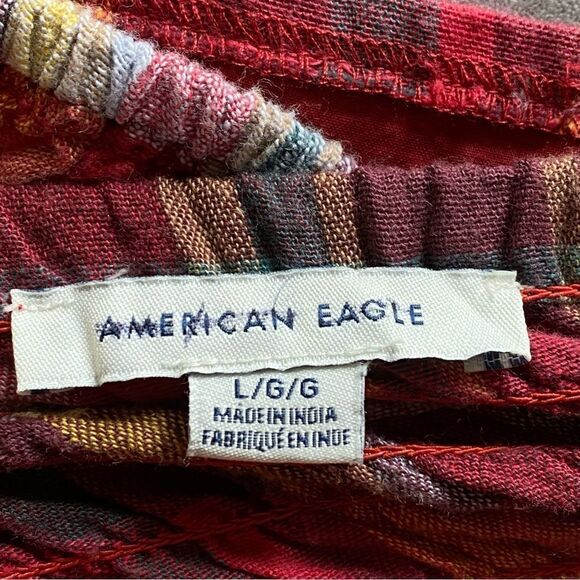 American Eagle Top Plaid Halter Crop Large Festival Stretch Corset - Picture 4 of 9